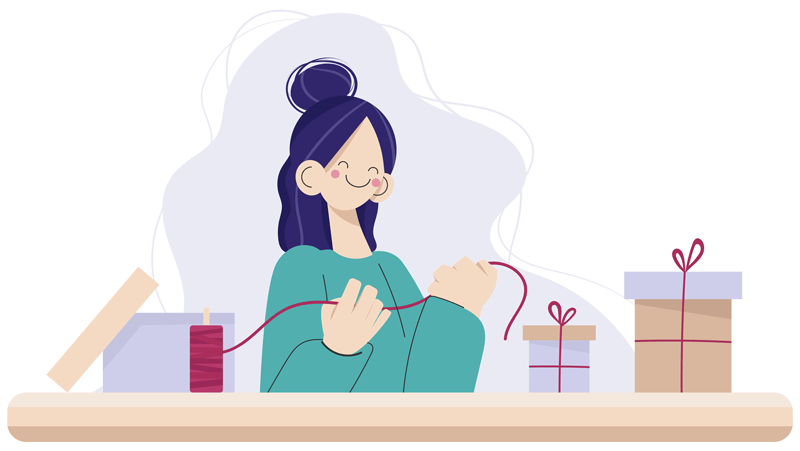 a woman packing a box